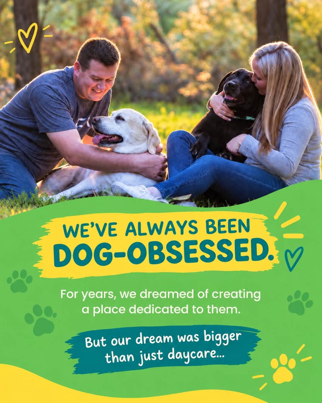 Bradley and Lindsay spending time with dogs